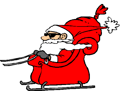 Santa in sleigh Christmas Eve