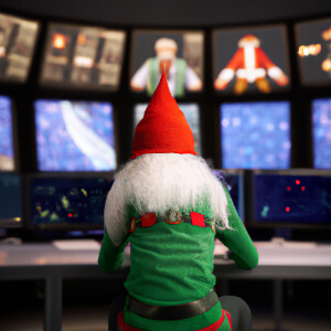 Santa tracker image showing what Santa is doing right now