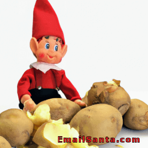 elf on the shelf peeling potatoes