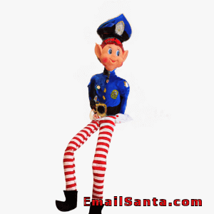 elf on the shelf wearing policeman uniform