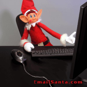 naughty elf at computer